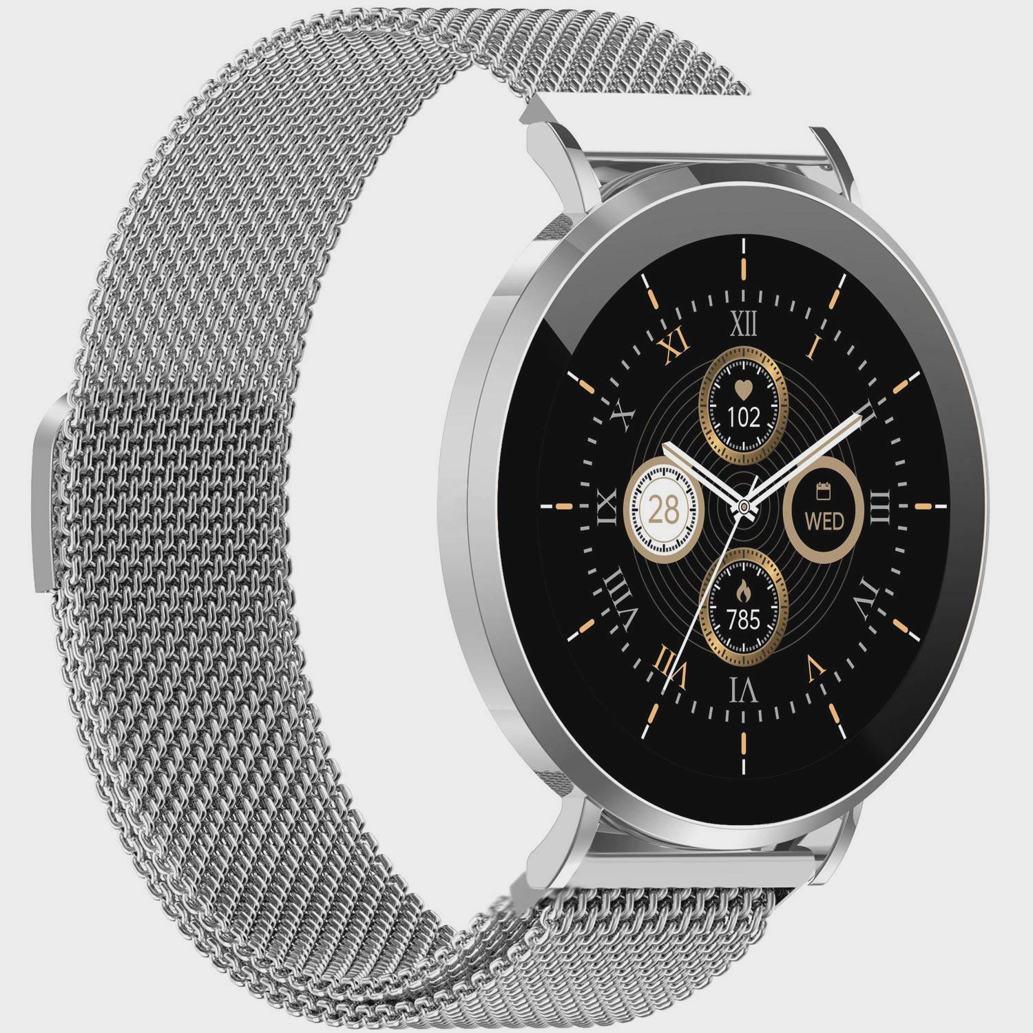 Smartwatch with AMOLED Display, Health Sensors, Silver