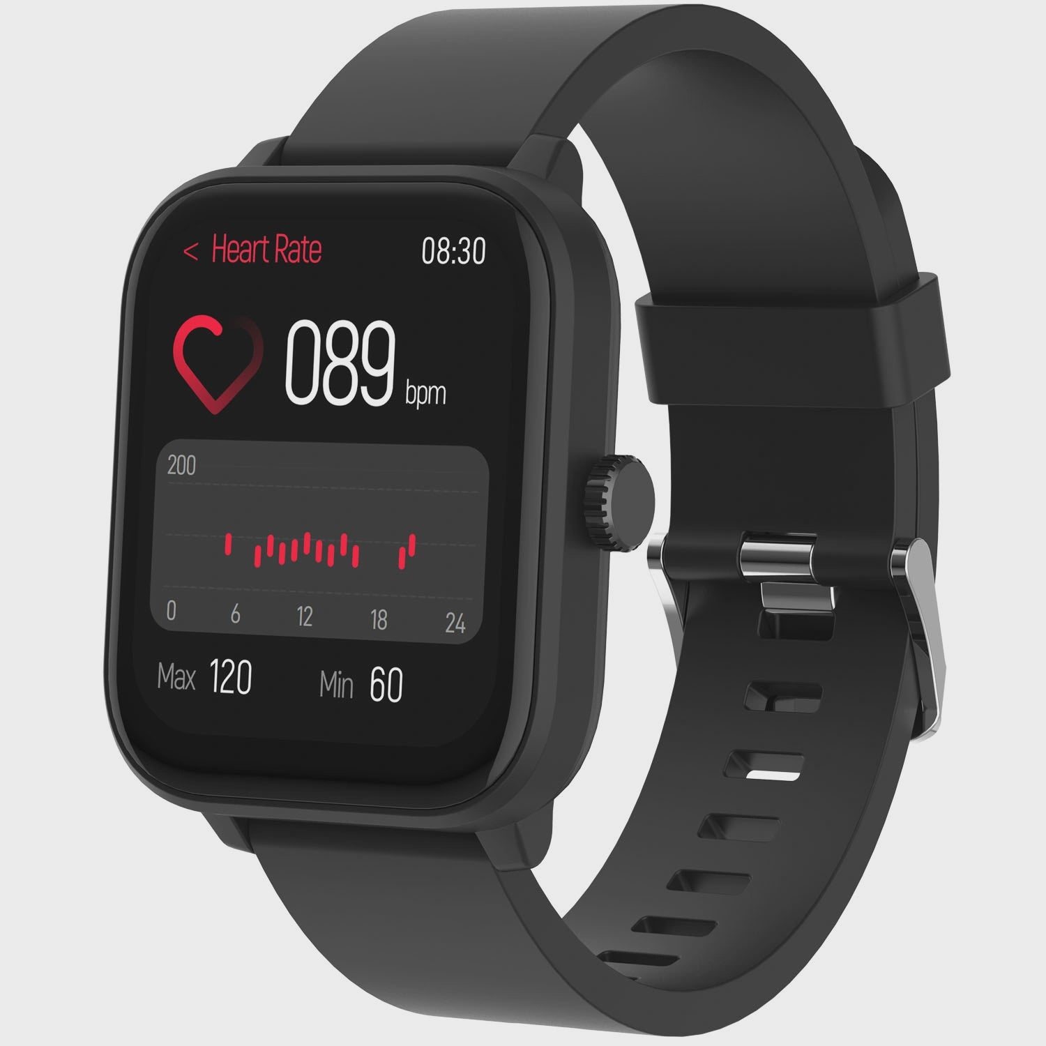 Smartwatch with GPS, Heart Rate & Oxygen Sensor, Black