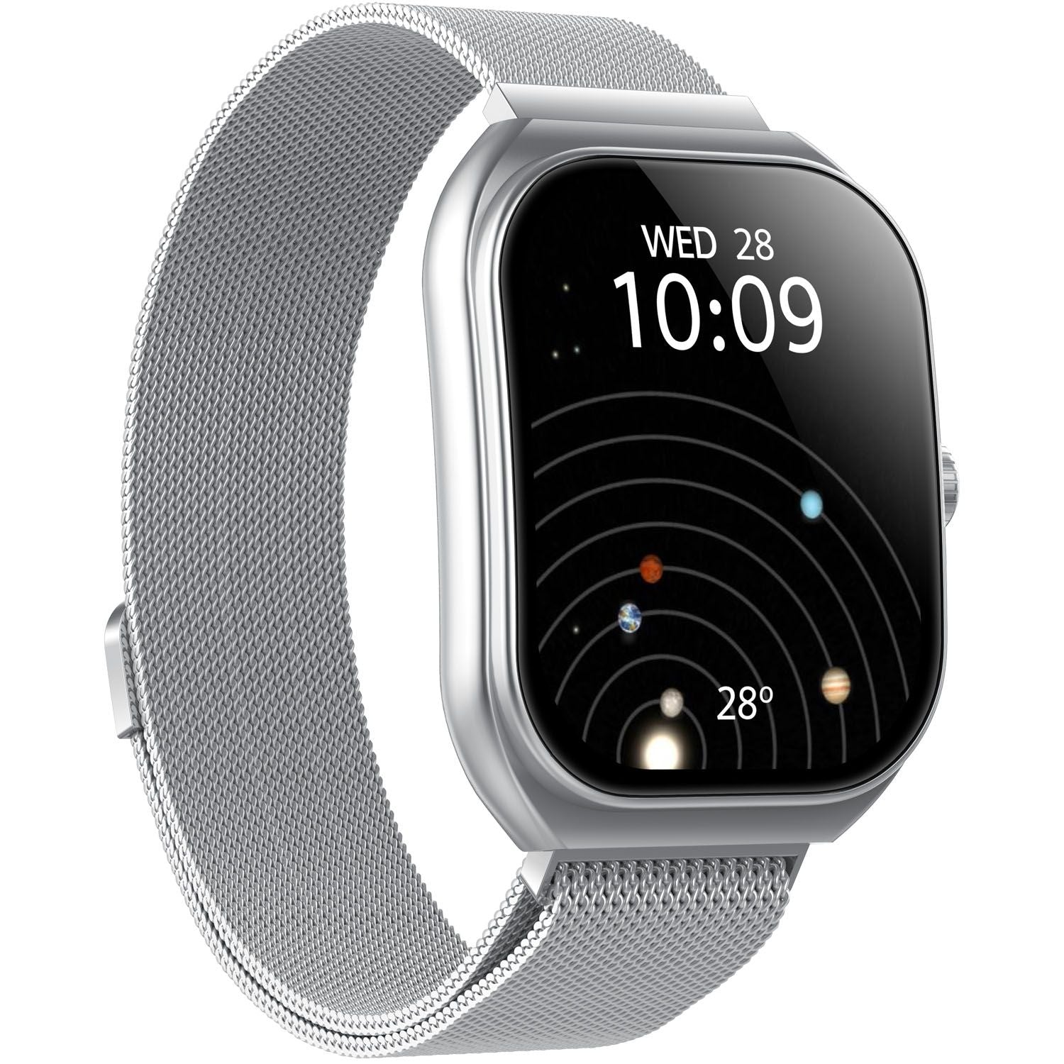 Smartwatch with Milanese Mesh Band, Silver