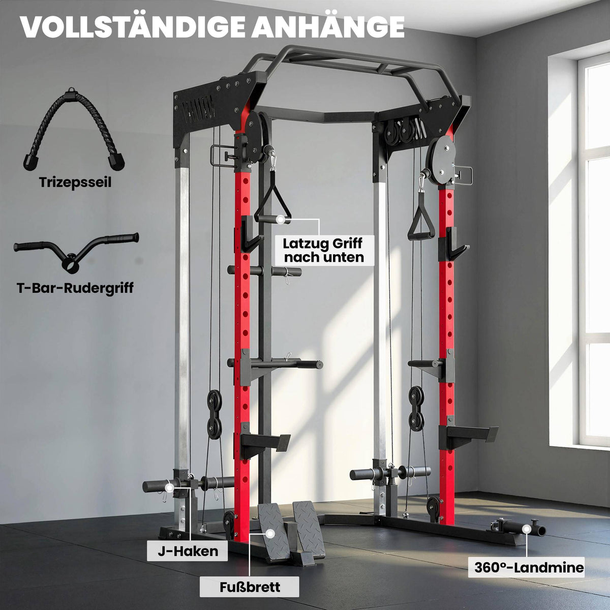 Smith Machine Power Cage with Adjustable Cable System