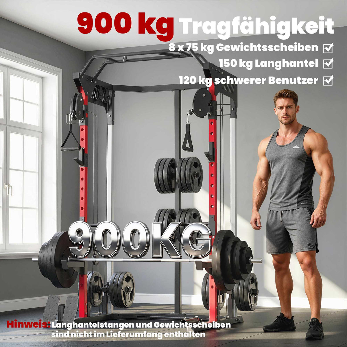 Smith Machine Power Cage with Adjustable Cable System