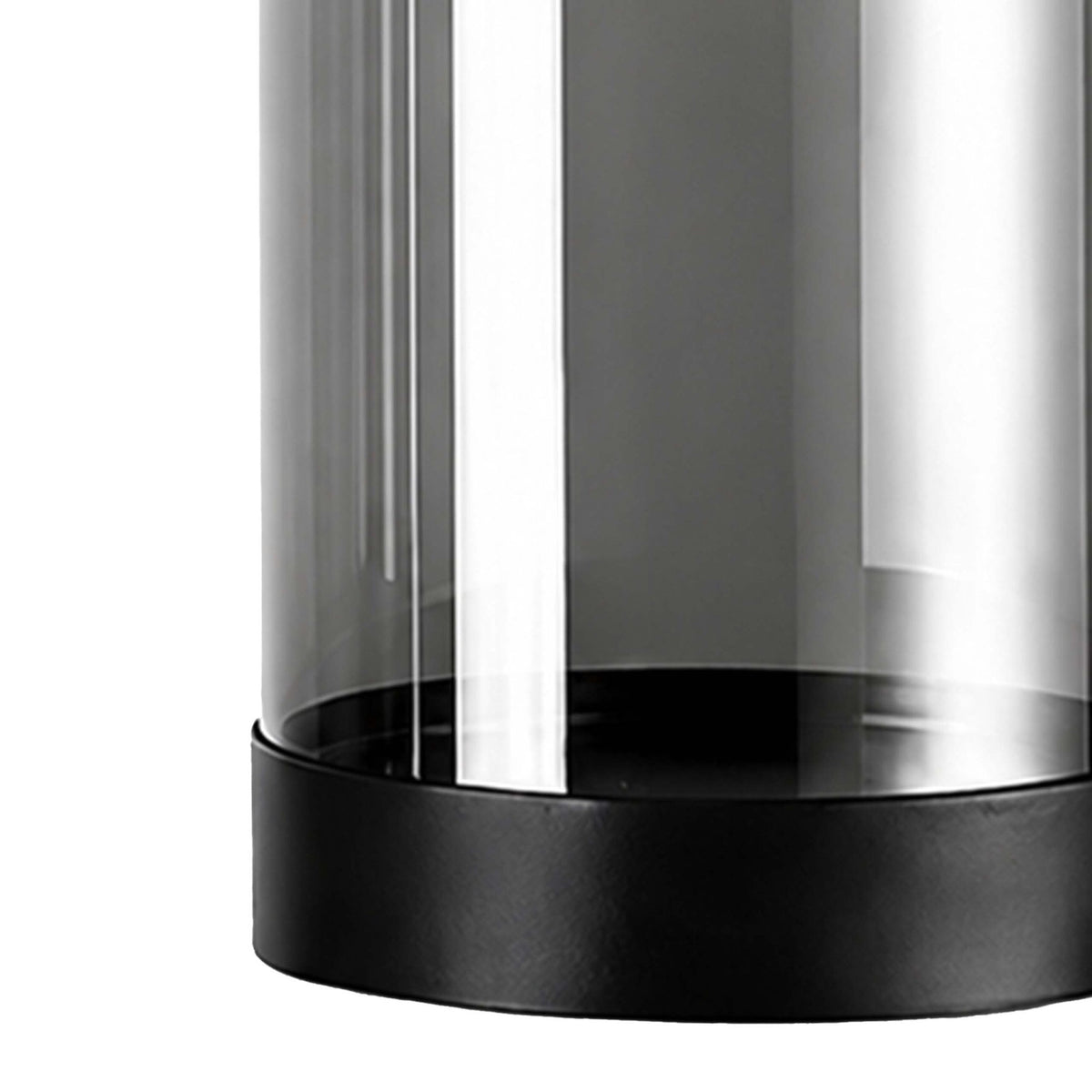 Smoked Glass Candle Holders Set of 6 with Metal Bases