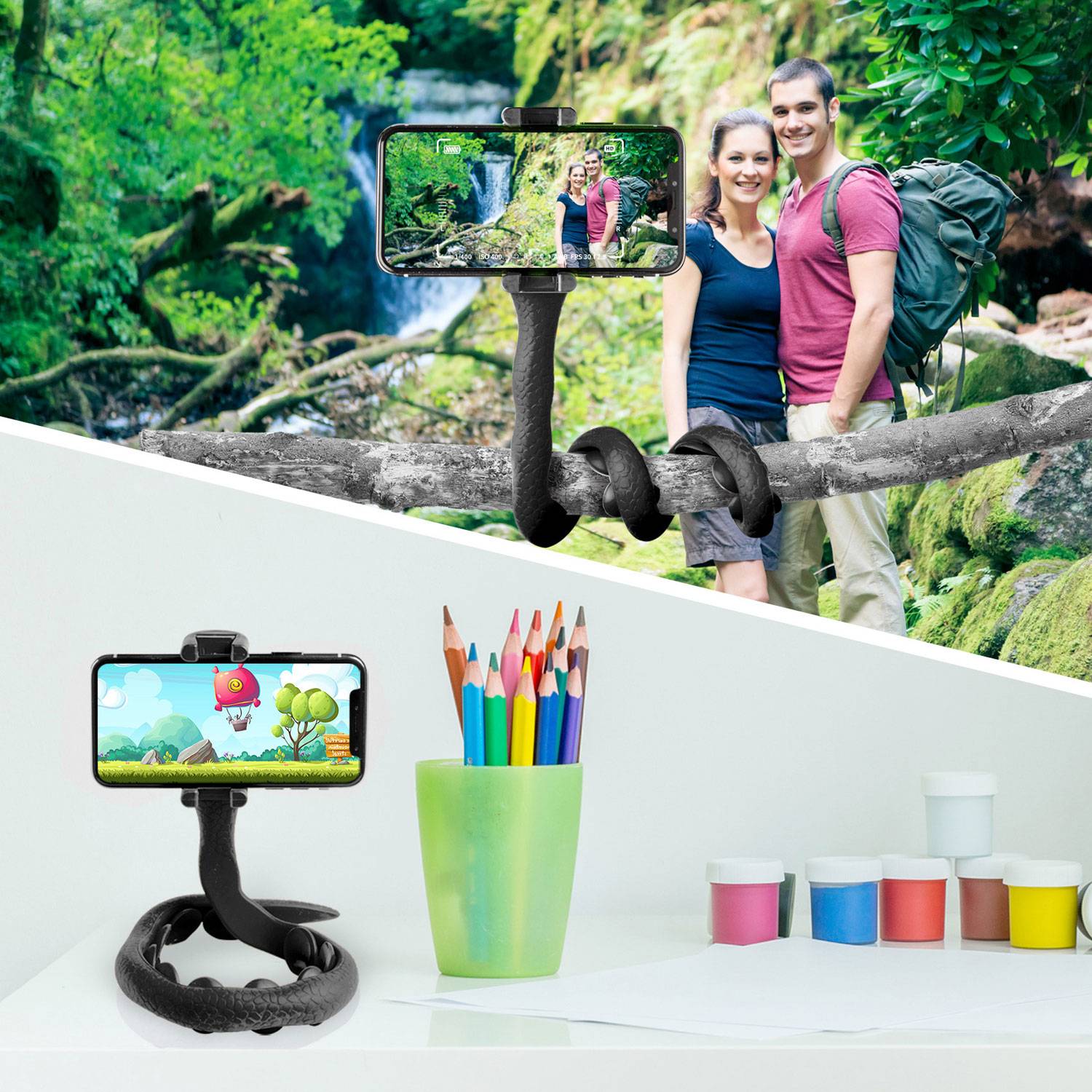 Snake Flexible selfie stick Black