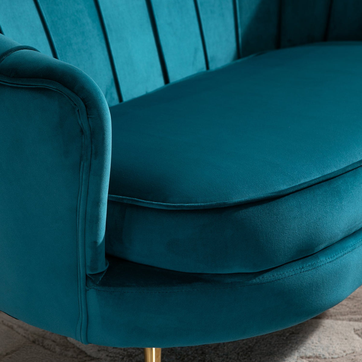 Sofa 2 Seater Couch with Armrests Thickly Padded Upholstered Sofa Modern Double Sofa with Velvet Look for Living Room Bedroom 130 x 77 x 77 cm Dark Green