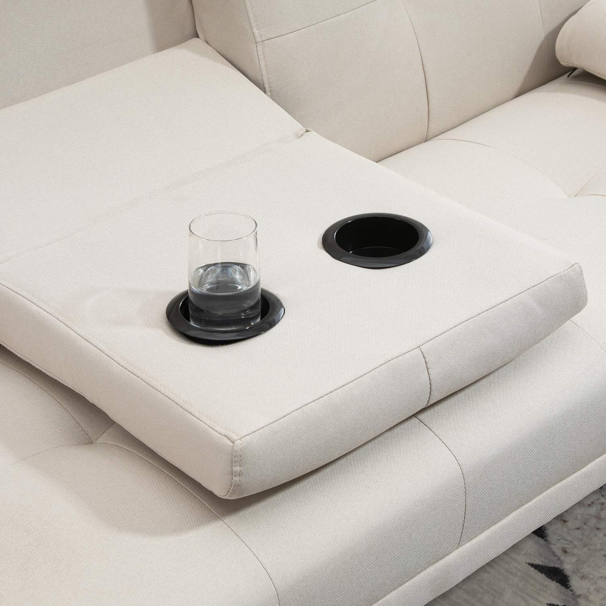 Sofa Bed, 3-Seater Sofa, Sofa Bed With Folding Table, Fabric Sofa With Linen Look, In Scandi Design, Load Capacity Up To 250 Kg