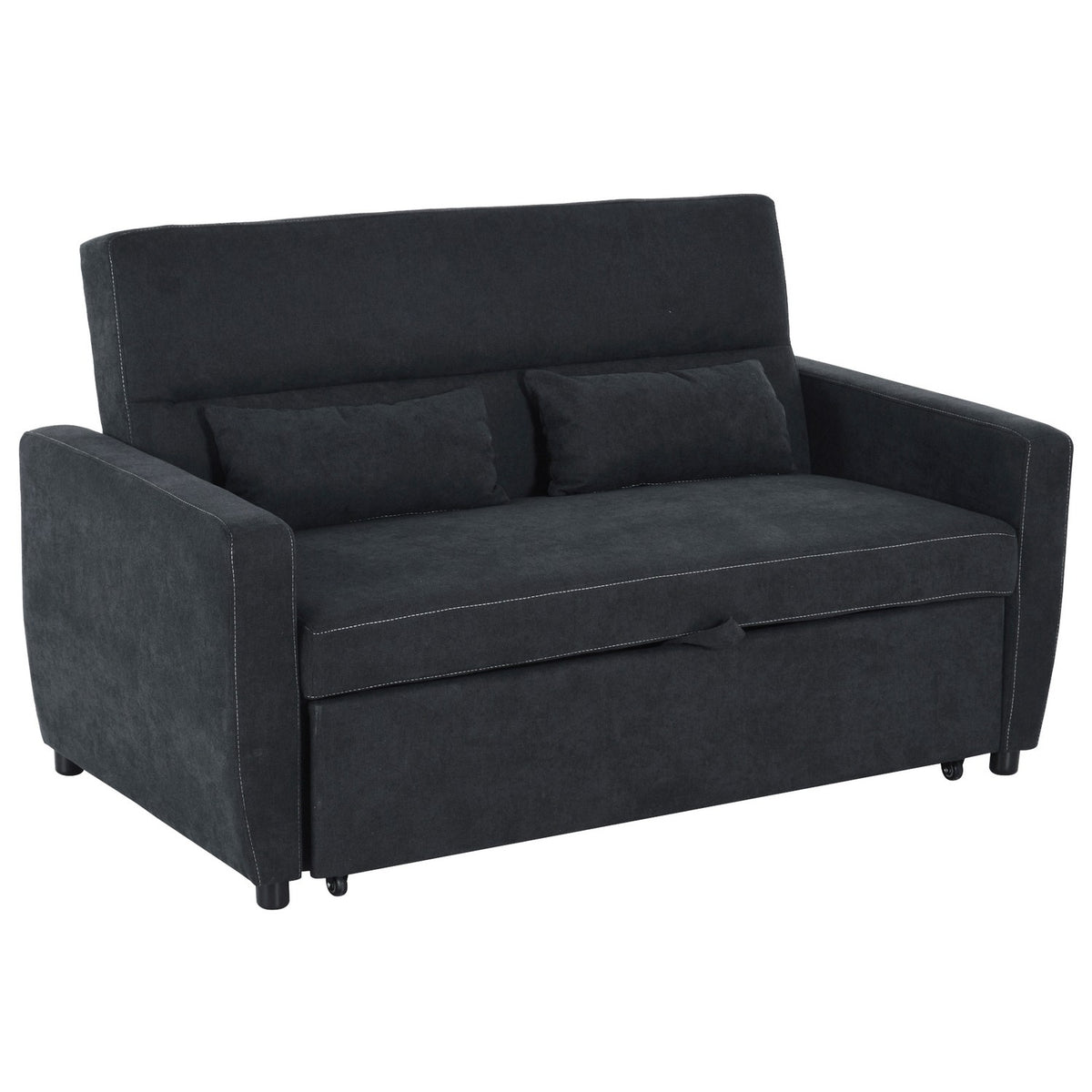 Sofa Bed, Folding Sofa, 2-Seater Fabric Sofa, Sofa Bed, Sofa With Sleep Function, Sofa Set, Adjustable Angle, Black, 148 X 82 X 89 Cm