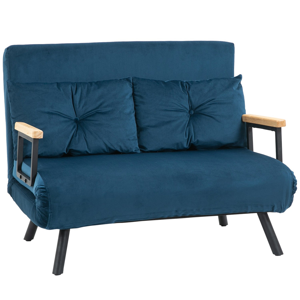 Sofa Bed Relax Chair Bed Function Folding Sofa Velvet Back Cushion Adjustable Backrest Blue 102X73X81Cm