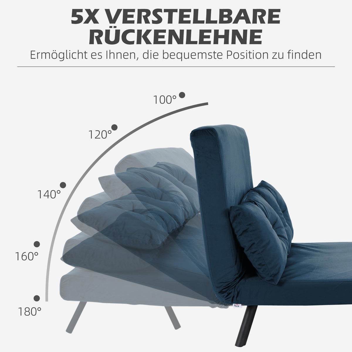 Sofa Bed Relax Chair Bed Function Folding Sofa Velvet Back Cushion Adjustable Backrest Blue 102X73X81Cm