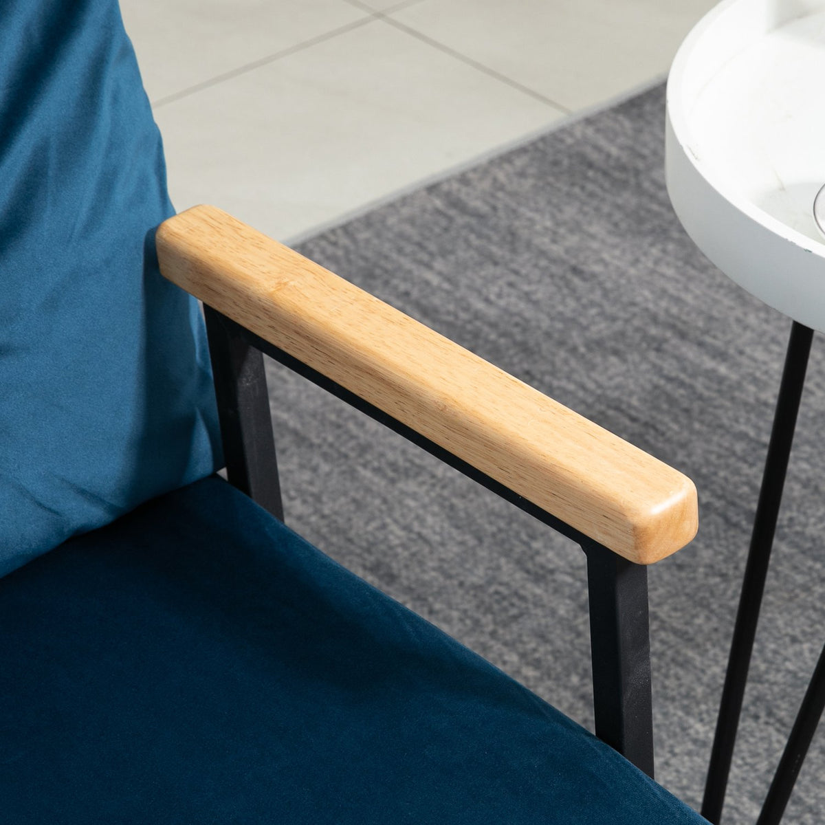 Sofa Bed Relax Chair Bed Function Folding Sofa Velvet Back Cushion Adjustable Backrest Blue 102X73X81Cm