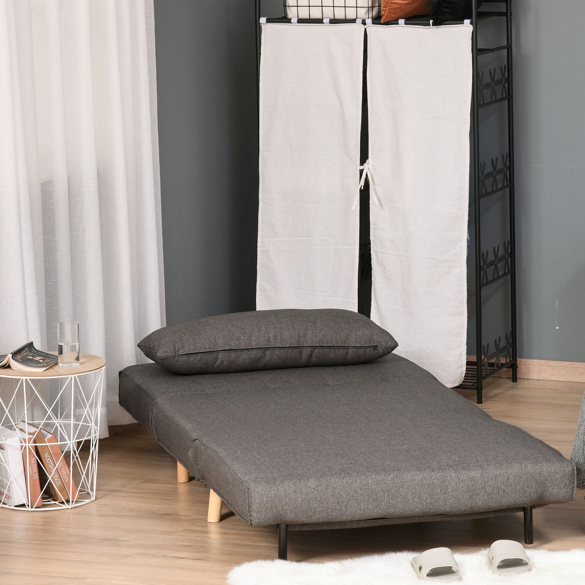 Sofa Bed, Single Sofa, Small, Folding Sofa With Adjustable Backrest, Scandinavian, Gray, 95X95X80Cm