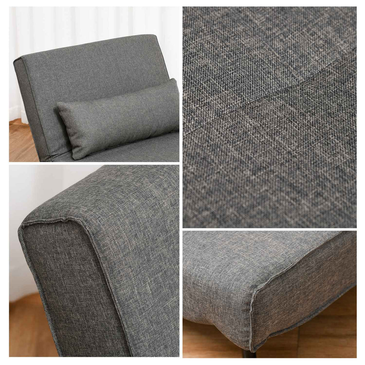 Sofa Bed, Single Sofa, Small, Folding Sofa With Adjustable Backrest, Scandinavian, Gray, 95X95X80Cm