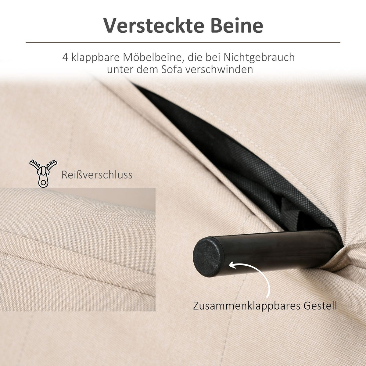 Sofa Bed, Single Sofa, Sofa Bed, Folding Sofa With Adjustable Backrest, Nordic, Imitation Linen