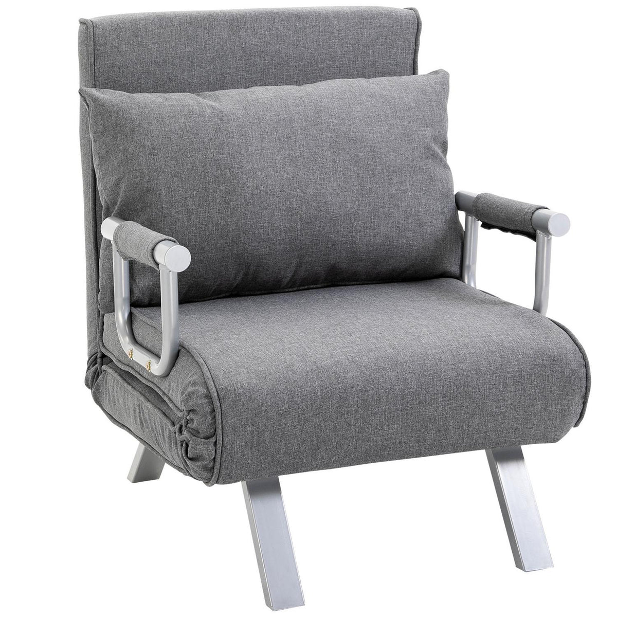 Sofa Bed With Armrests 65X69X80Cm 3-In-1 Sofa Bed, Guest Bed, Chaise Longue, Linen-Like Polyester, Grey