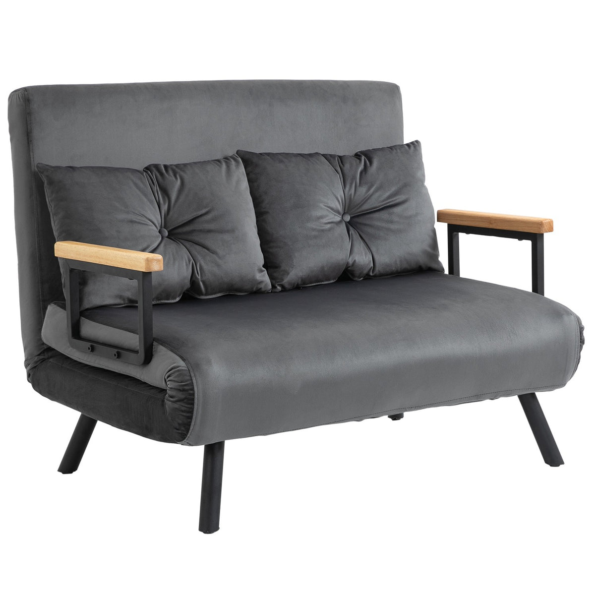 Sofa Bed With Bed Box, Couch With Sleeping Function, Sofa Bed With Velvet Look, Back Cushion, Dark Gray, 102 X 73 X 81 Cm