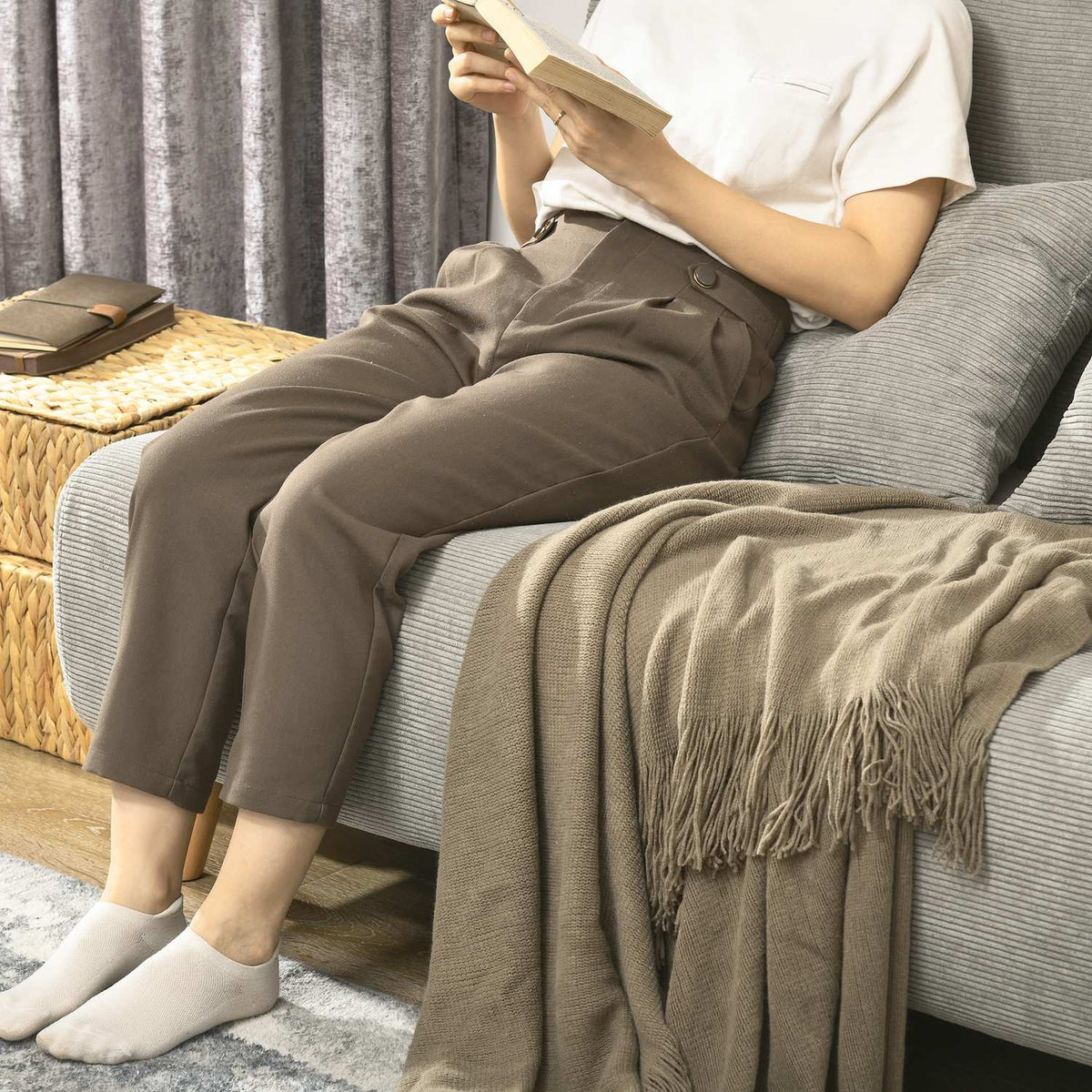 Sofa bed, folding bed with bed function, back cushion, upholstered sofa with adjustable backrest, velvet look, 141 x 90 x 81 cm, gray