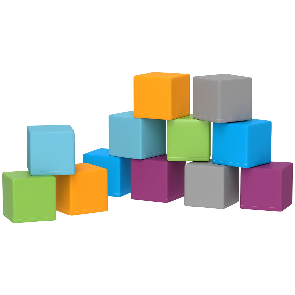 Soft Building Blocks Set of 12 Foam Building Blocks Giant Building Blocks for Children 1-3 Years Old, Building Toys Made of Faux Leather & EPE
