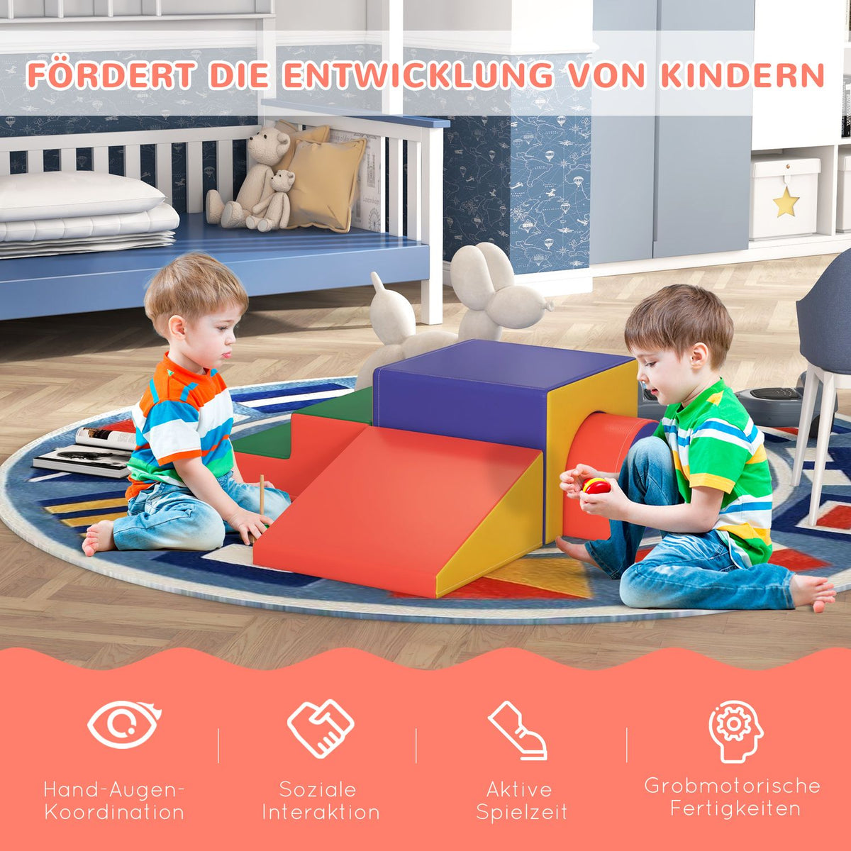Soft Building Blocks Set of 4 Foam Building Blocks Giant Building Blocks Building Toys Foam Blocks for 1-3 Years Old Children Faux Leather EPE