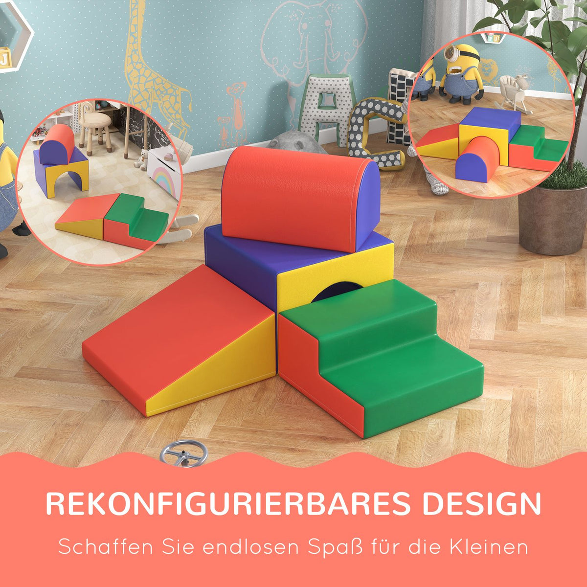 Soft Building Blocks Set of 4 Foam Building Blocks Giant Building Blocks Building Toys Foam Blocks for 1-3 Years Old Children Faux Leather EPE
