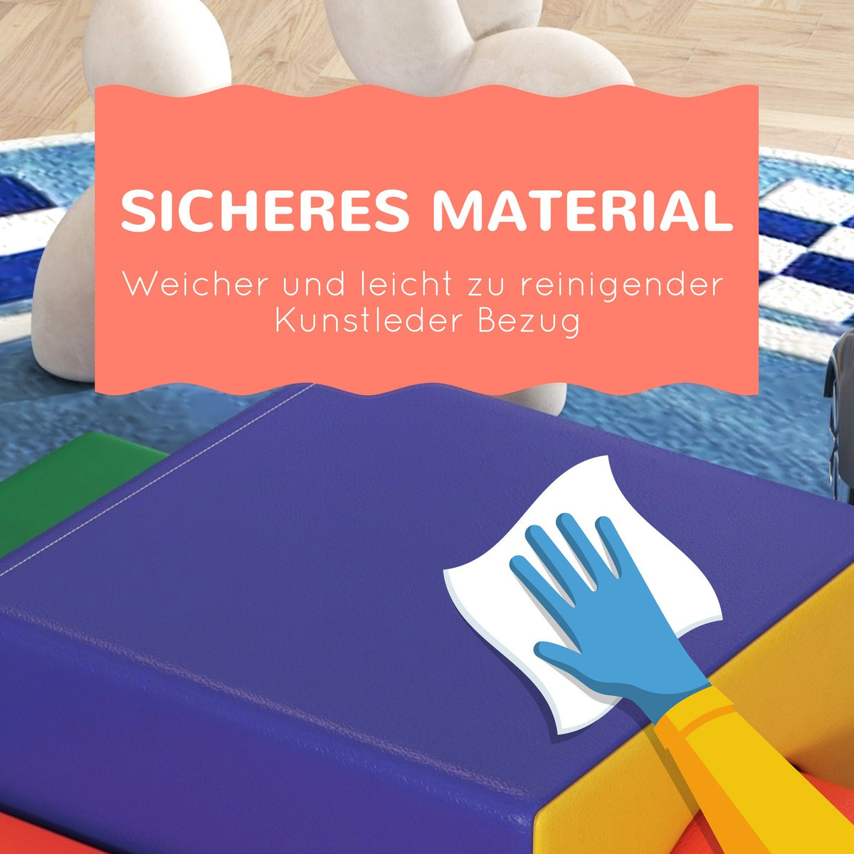 Soft Building Blocks Set of 4 Foam Building Blocks Giant Building Blocks Building Toys Foam Blocks for 1-3 Years Old Children Faux Leather EPE