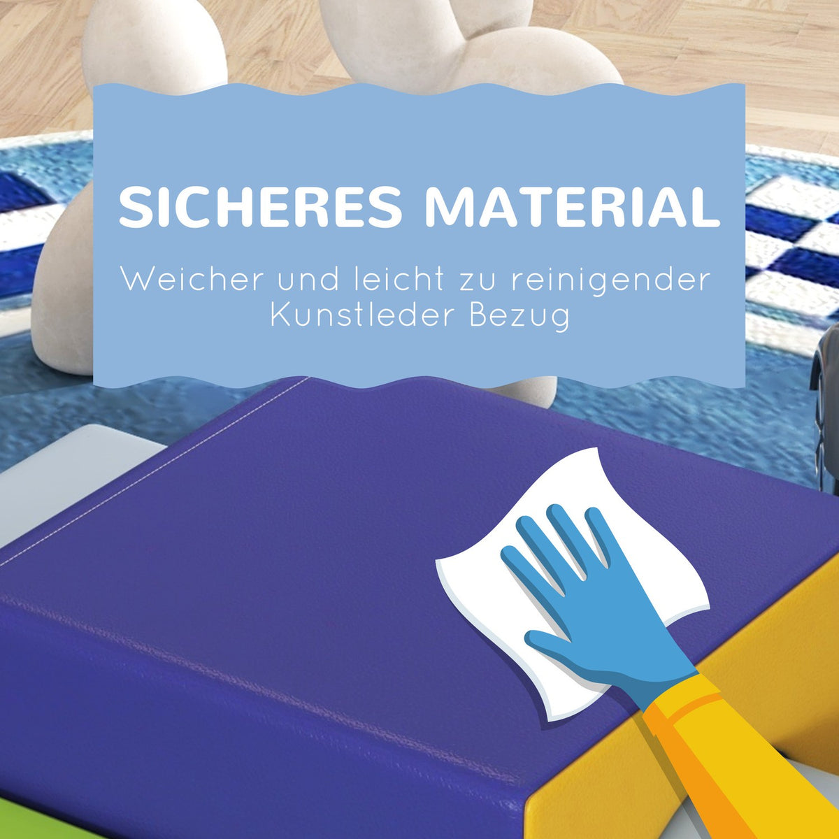 Soft Building Blocks Set of 4 Foam Building Blocks Giant Building Blocks Building Toys Foam Blocks for 1-3 Years Old Children Faux Leather EPE