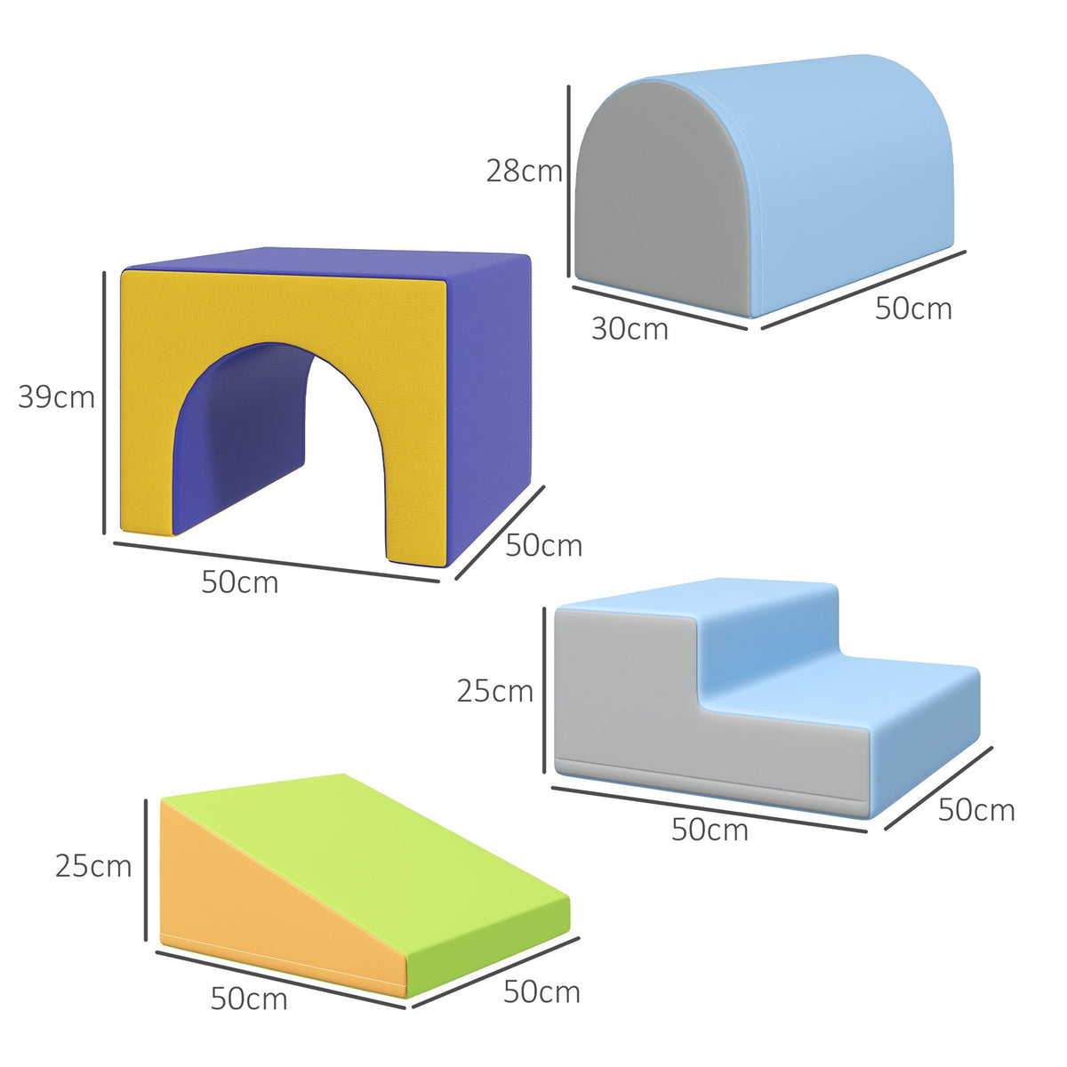 Soft Building Blocks Set of 4 Foam Building Blocks Giant Building Blocks Building Toys Foam Blocks for 1-3 Years Old Children Faux Leather EPE