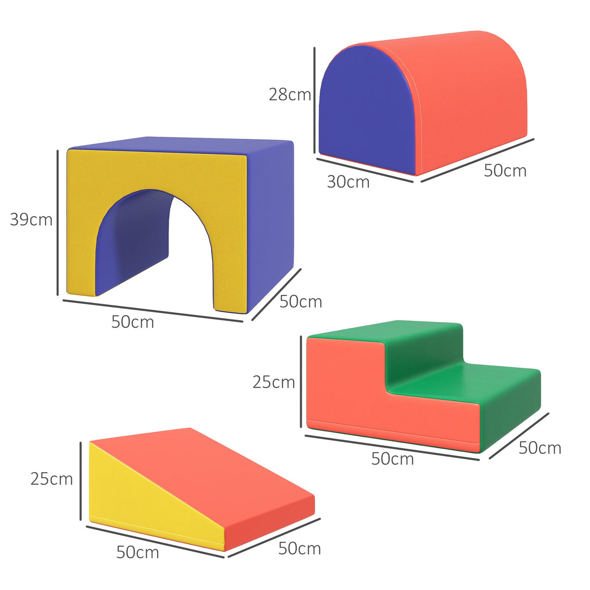 Soft Building Blocks Set of 4 Foam Building Blocks Giant Building Blocks Building Toys Foam Blocks for 1-3 Years Old Children Faux Leather EPE