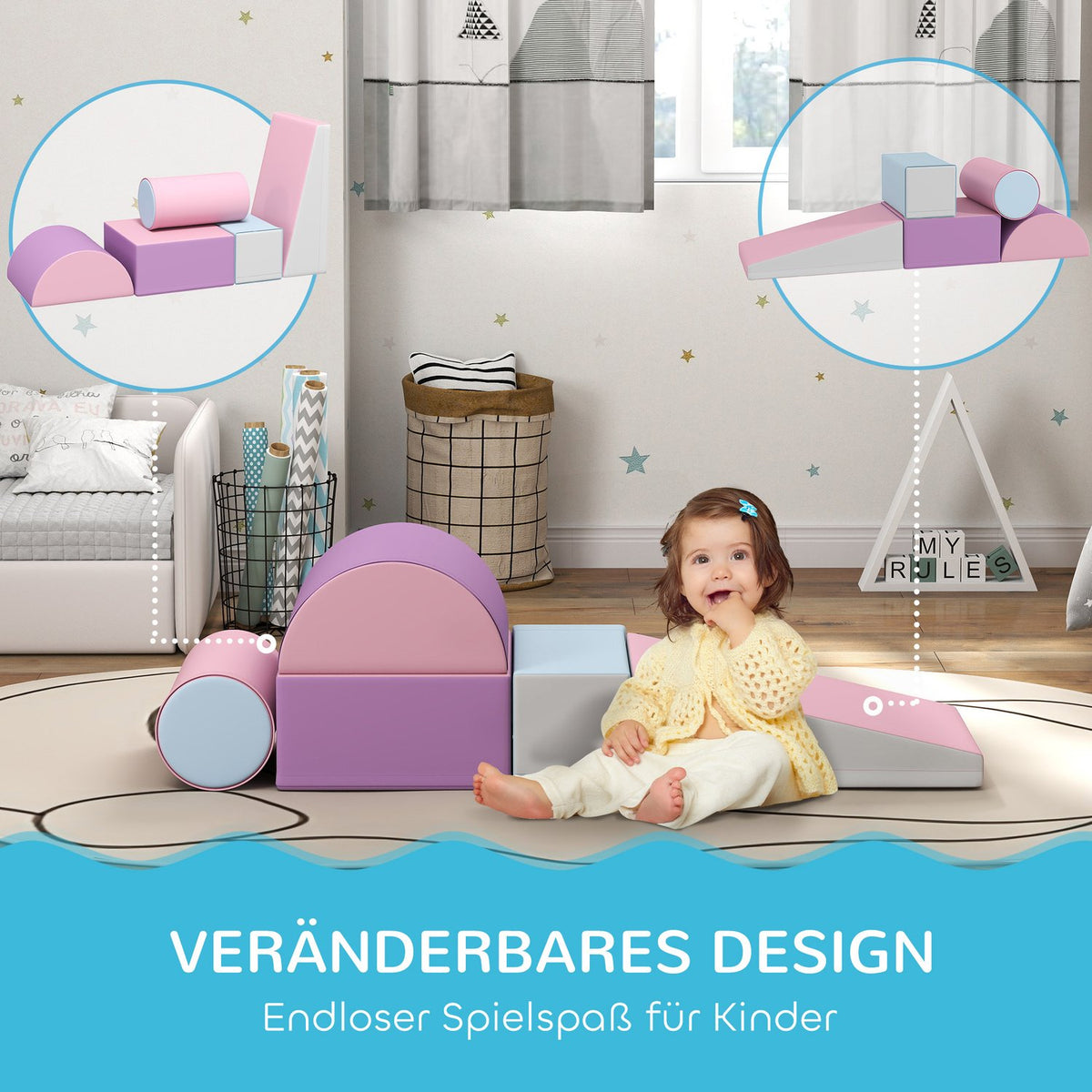 Soft Building Blocks Set of 5 Foam Building Blocks Giant Building Blocks Building Toys Foam Blocks for 1-3 Years Old Children Faux Leather EPE