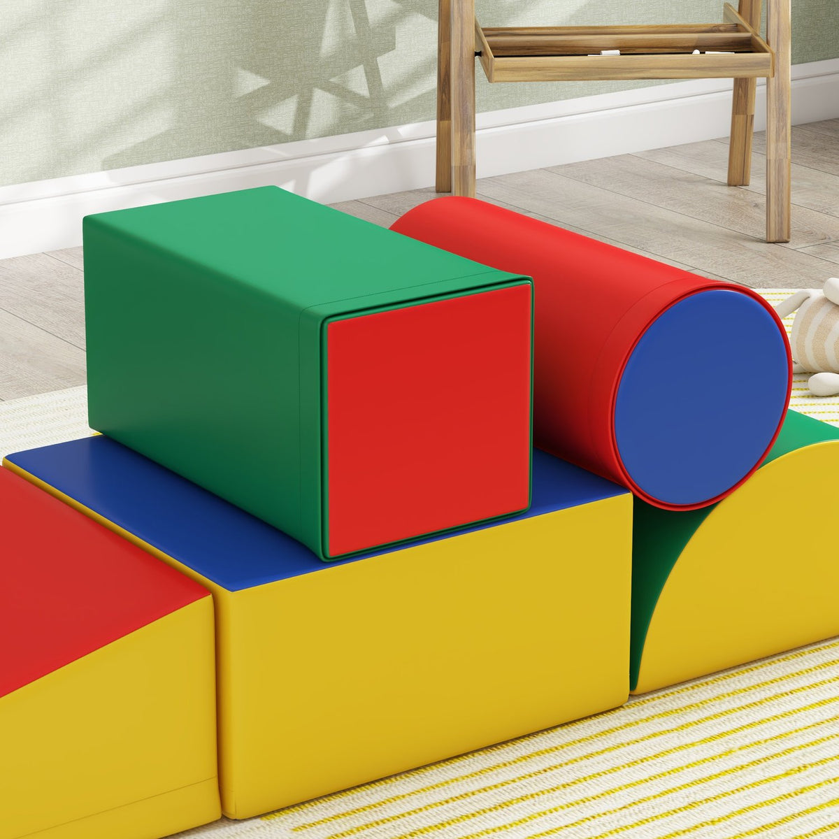 Soft Building Blocks Set of 5 Foam Building Blocks Giant Building Blocks Building Toys Foam Blocks for 1-3 Years Old Children Faux Leather EPE