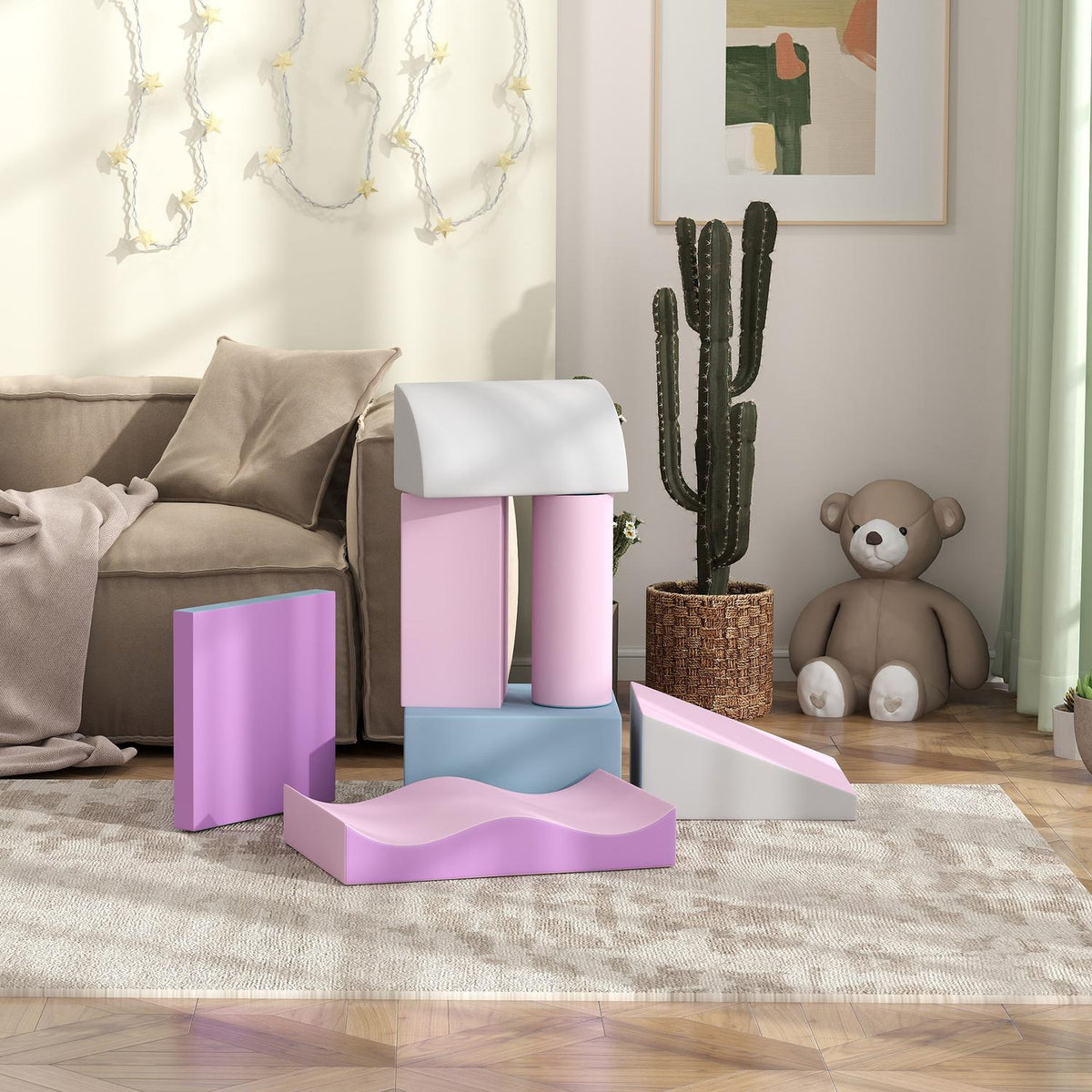 Soft Building Blocks Set of 7 Foam Building Blocks Giant Building Blocks Building Blocks for Children 1-3 Years Faux Leather EPE Building Toys