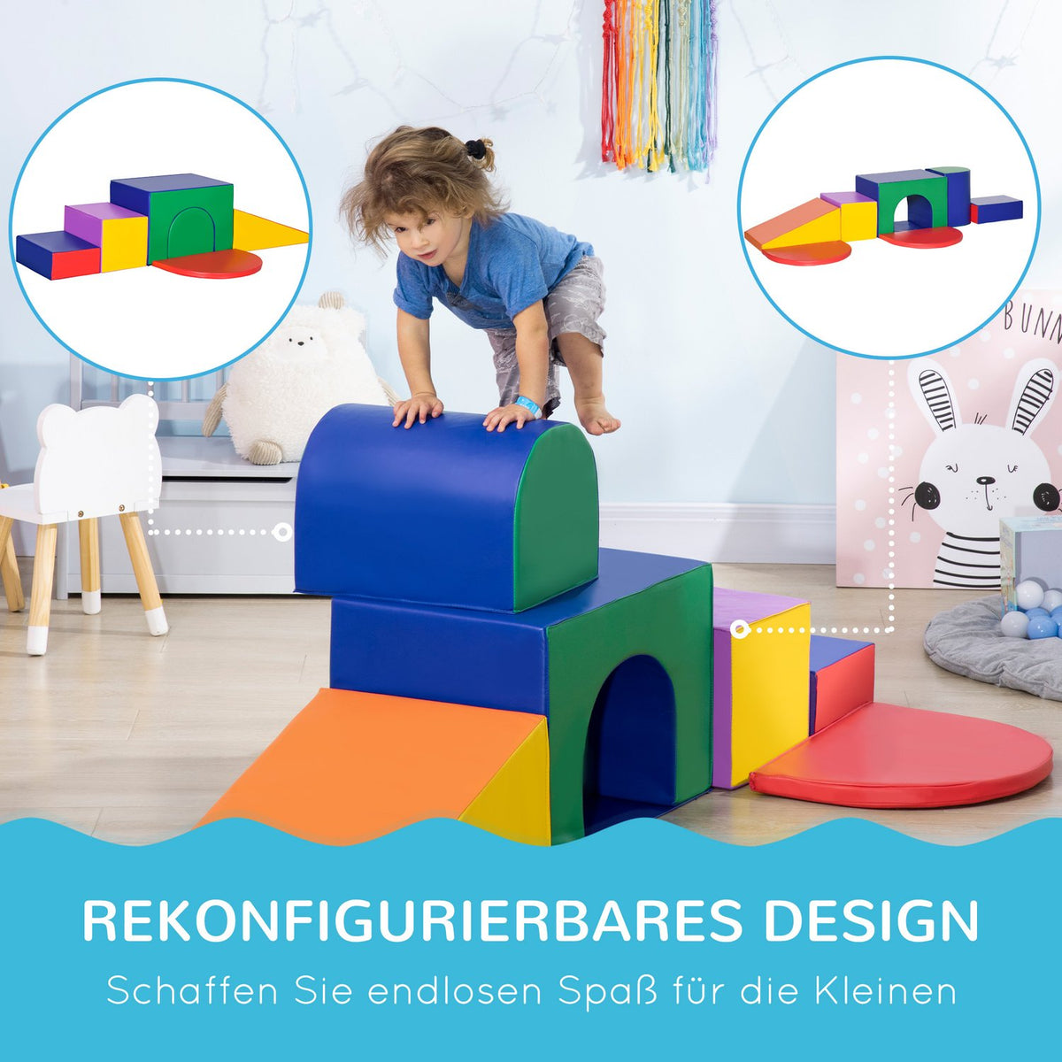 Soft Building Blocks Set of 7 Foam Building Blocks Giant Building Blocks Building Toys for Children 1-3 Years Faux Leather EPE