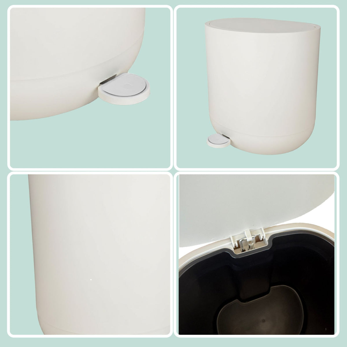 Soft-Close Bathroom Pedal Bin, 7L, Plastic