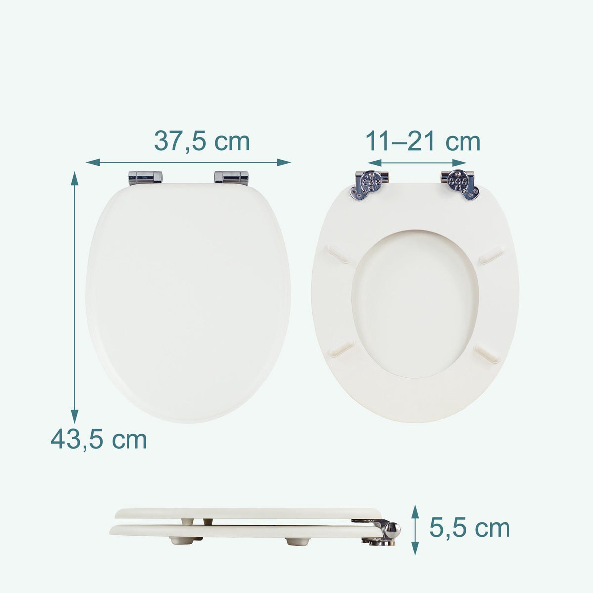Soft-Close MDF Toilet Seat, Adjustable Hinges