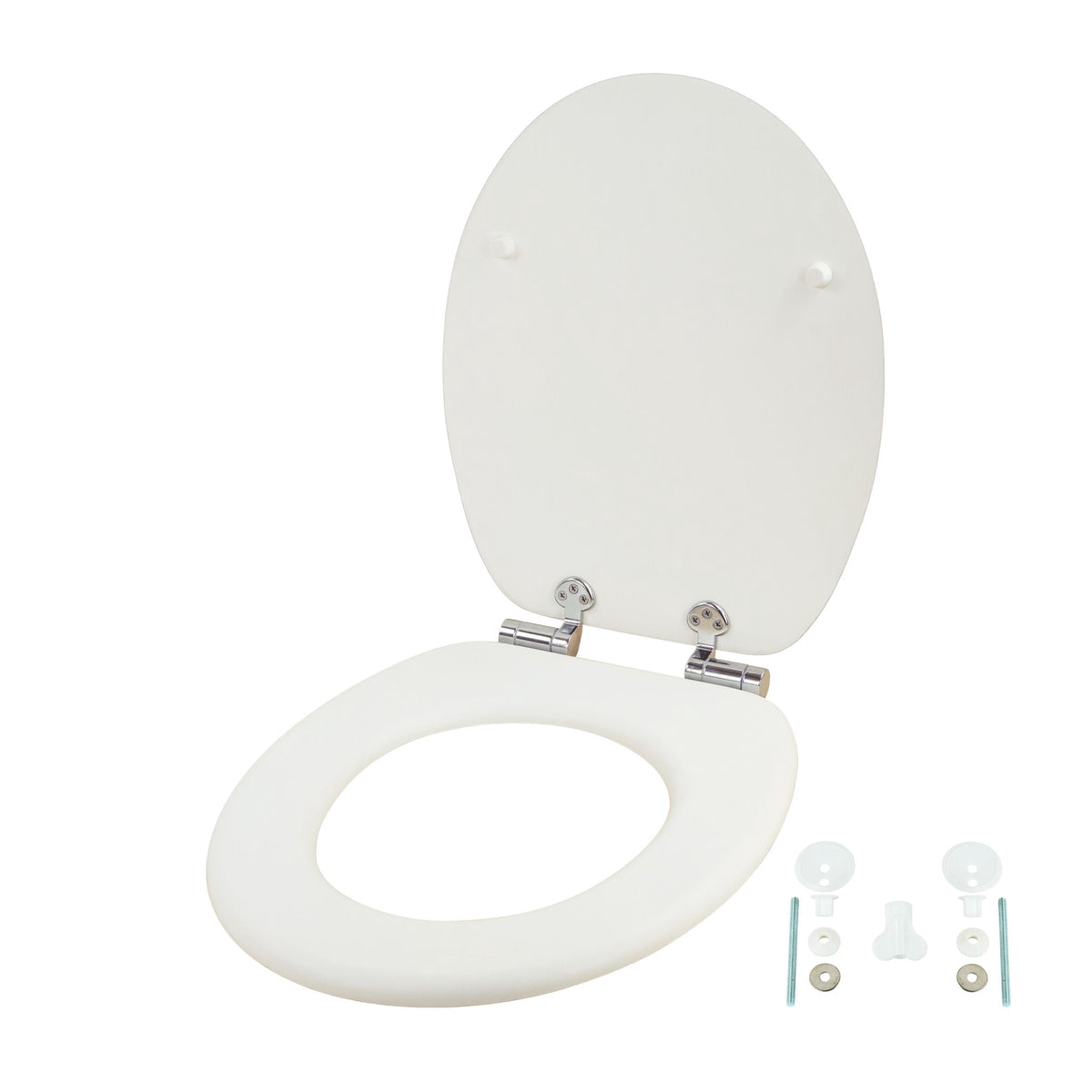Soft-Close MDF Toilet Seat, Adjustable Hinges