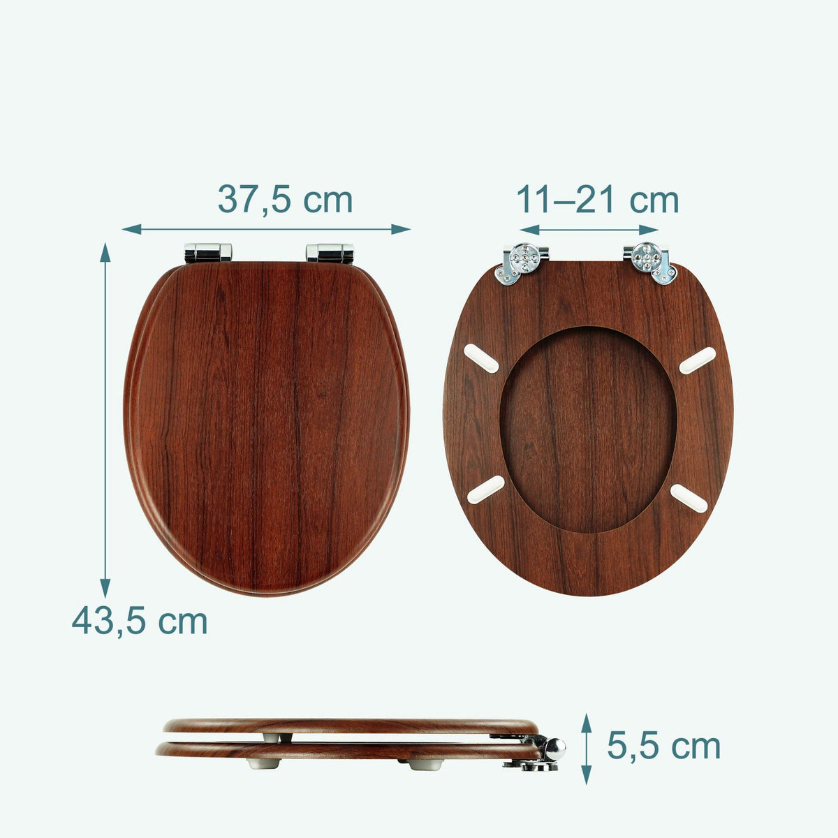 Soft-Close MDF Toilet Seat, Adjustable Hinges