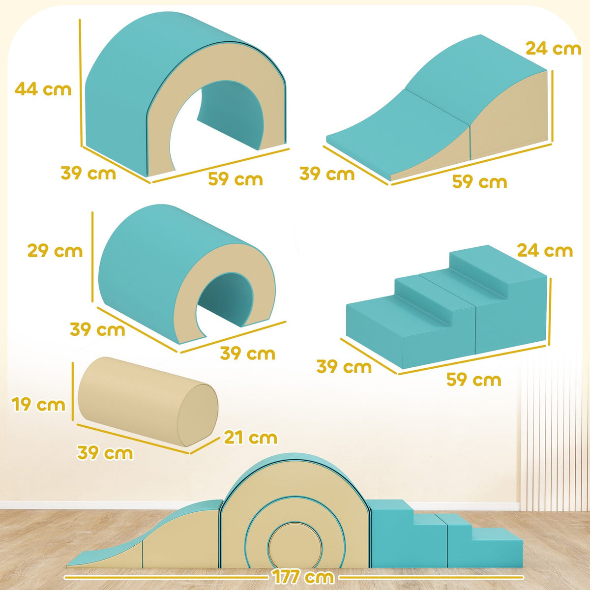 Soft Play Block Set for Babies & Toddlers, 5 Pieces