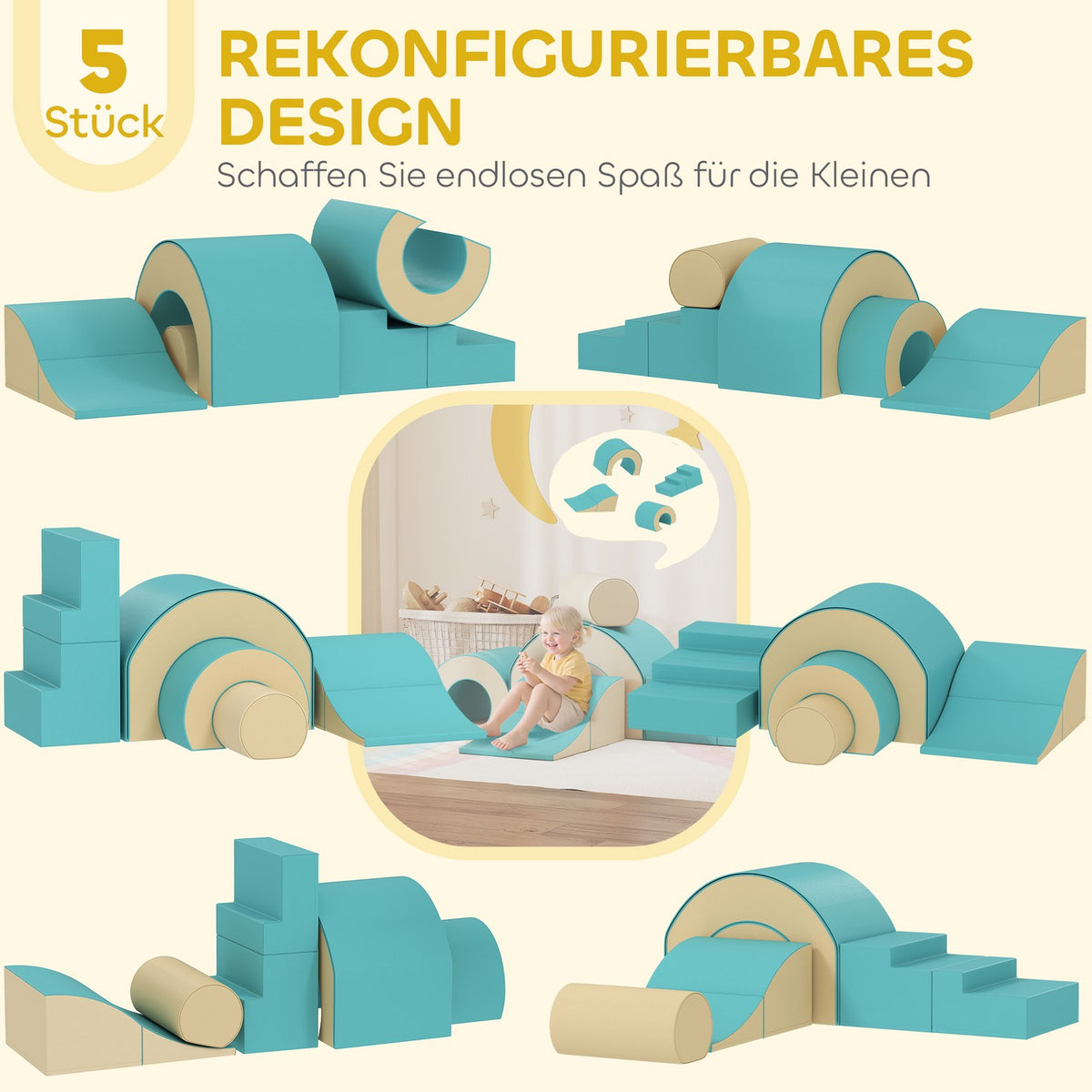 Soft Play Block Set for Babies & Toddlers, 5 Pieces