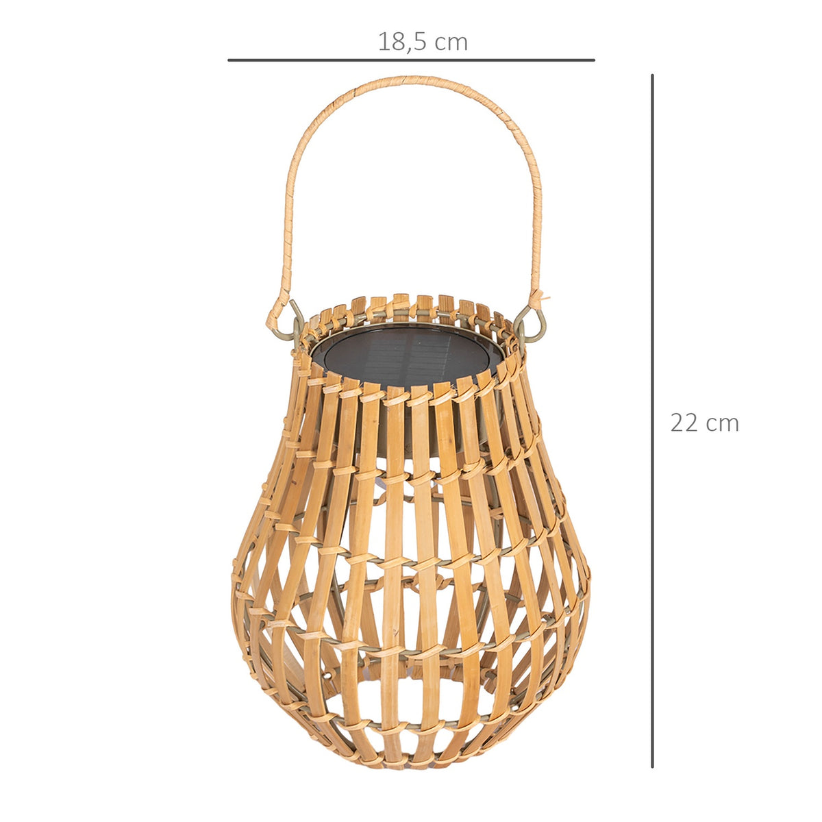 Solar Garden Lamp Usb Rechargeable, 3 Light Colors, With Handle & Bamboo Shade, Natural, Ip44
