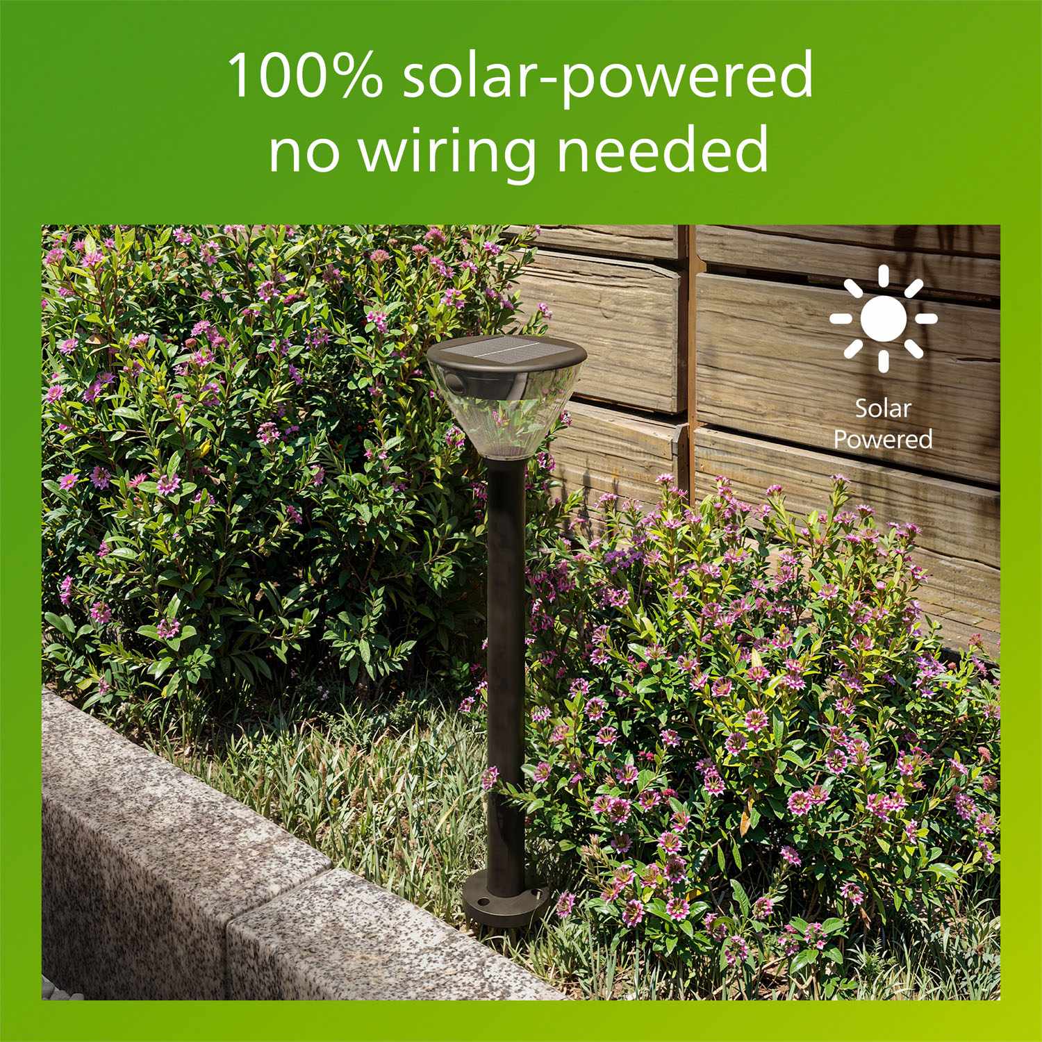 Solar Garden Path Light, Black, Warm White LED, IP44