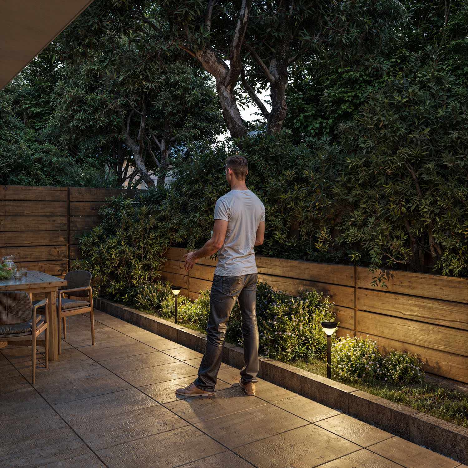 Solar Garden Path Light, Black, Warm White LED, IP44