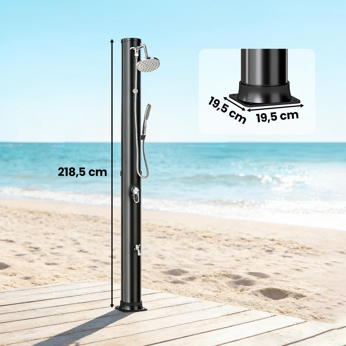 Solar Garden Shower 40L with Handheld and Overhead Sprays