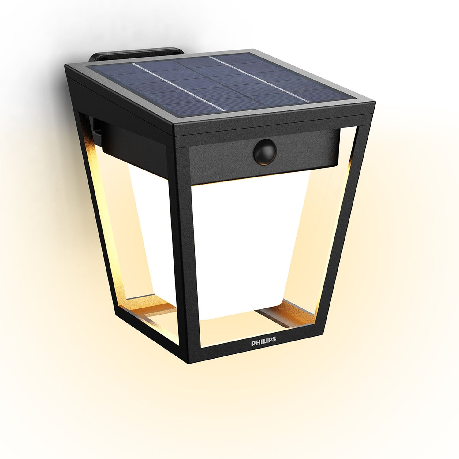 Solar LED Wall Light, Dual Brightness, Black, IP44