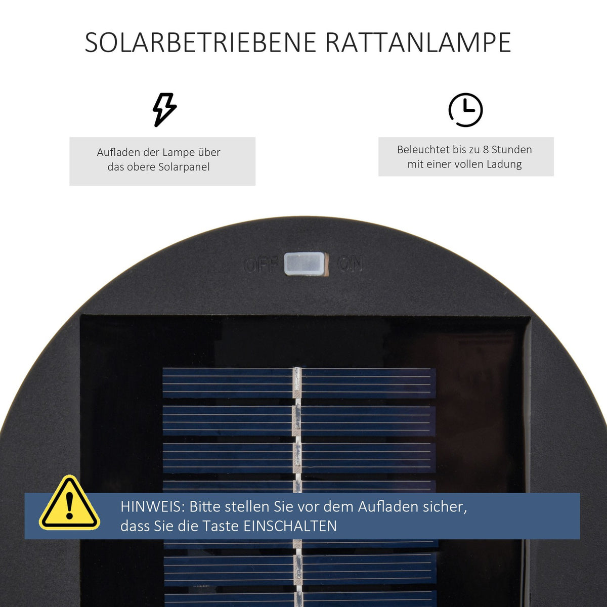Solar Lamp, Garden Lamp, Rattan Solar Light, Automatic Led, Brown, 21.5 X 21.5 X 61 Cm