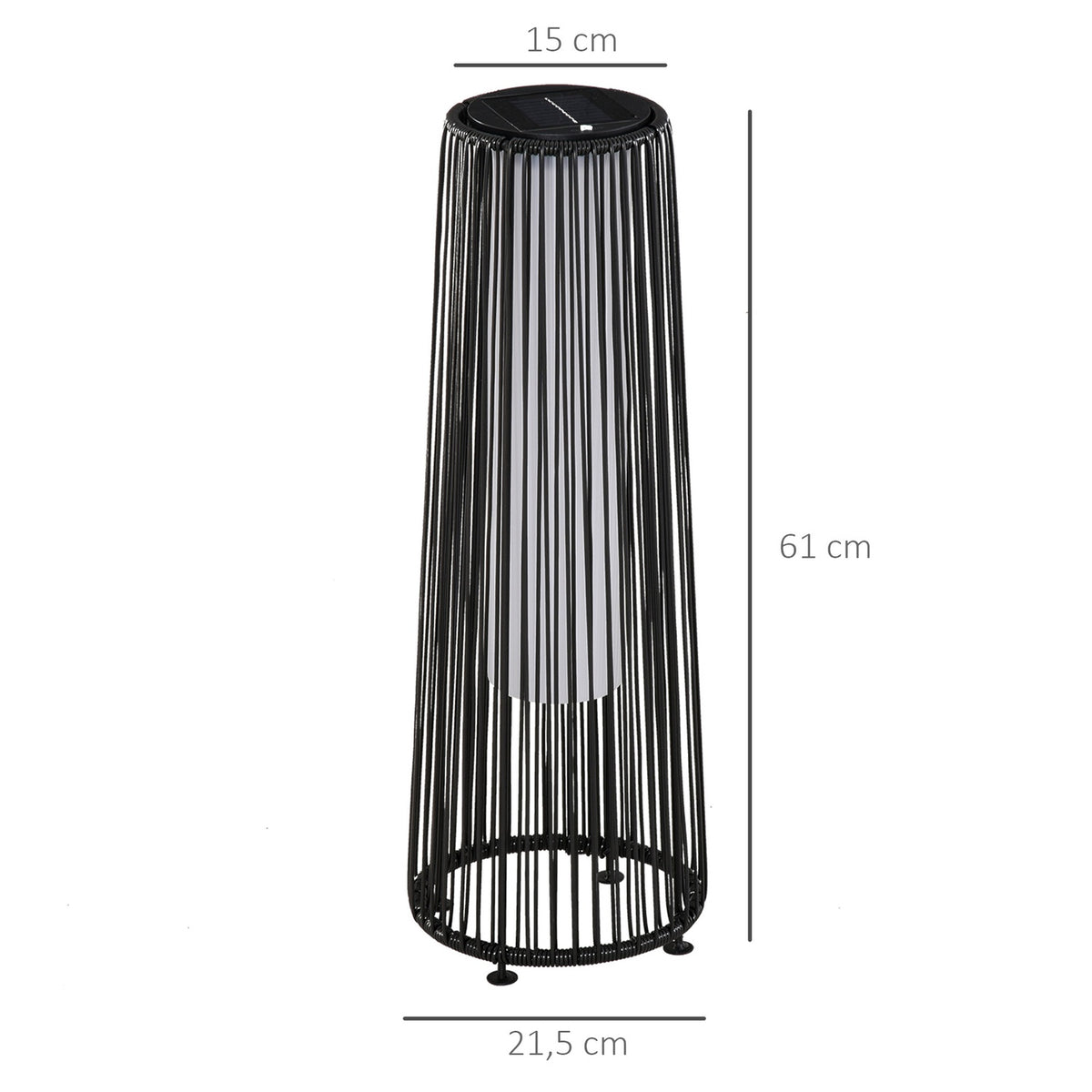 Solar Lamp Garden Light Waterproof Garden Lamp With Light Sensor, Automatic Led, Black, 21.5 X 21.5 X 61 Cm