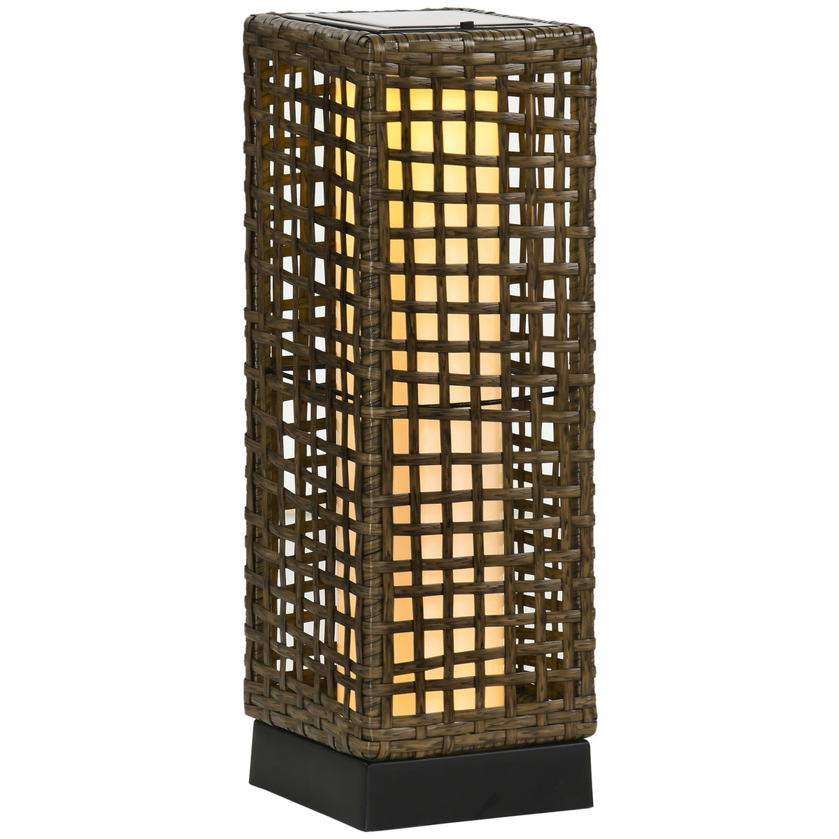 Solar Lamp Rattan, Waterproof, With Light Sensor, Led Outdoor Light, 15.5X15.5X46Cm