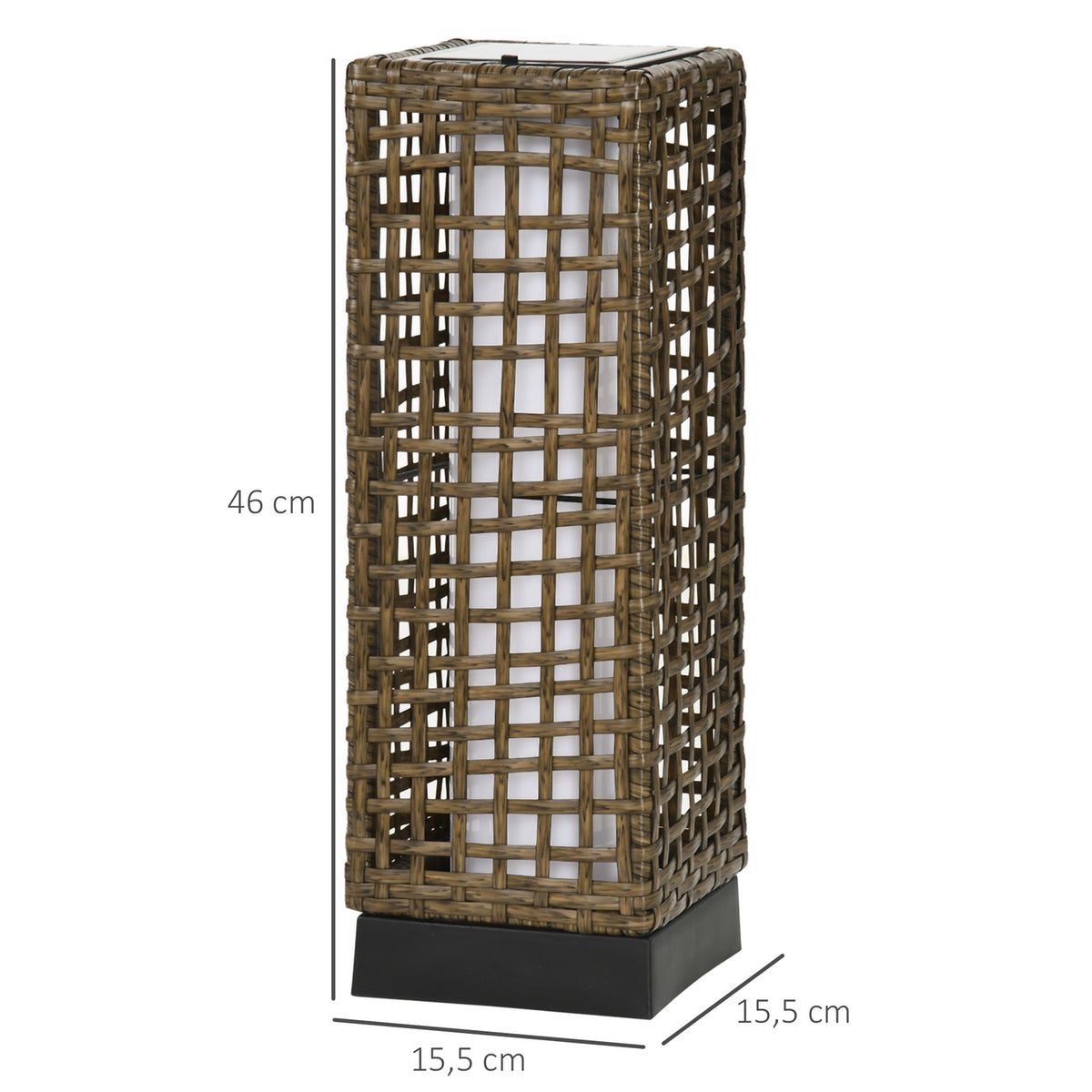 Solar Lamp Rattan, Waterproof, With Light Sensor, Led Outdoor Light, 15.5X15.5X46Cm