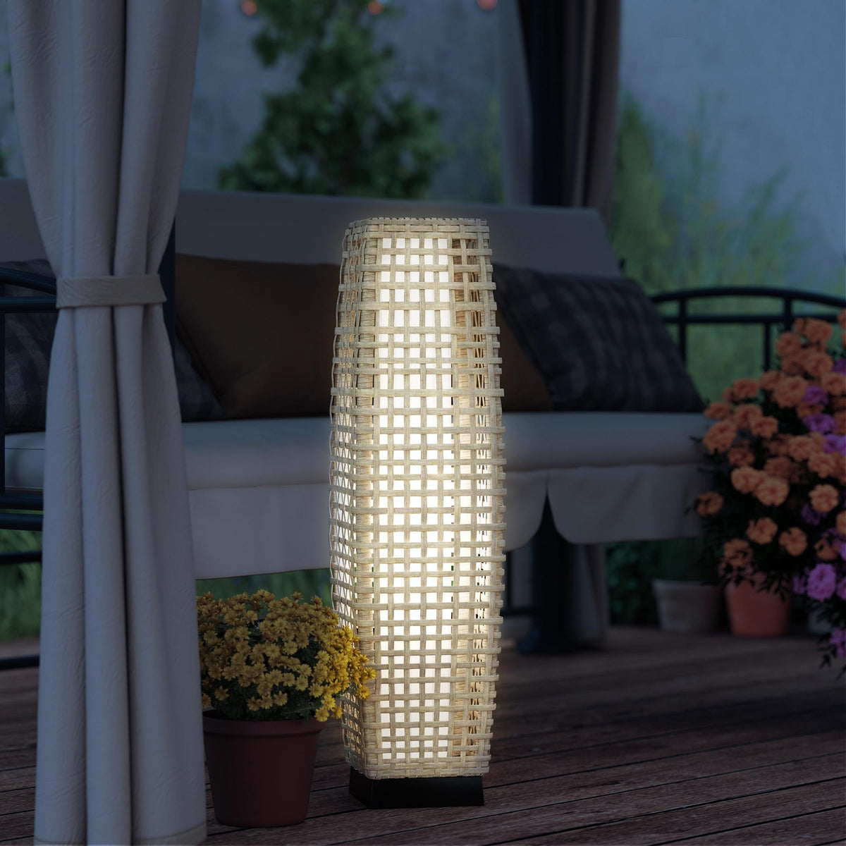Solar Lantern with LED, Rattan Design, Auto On/Off