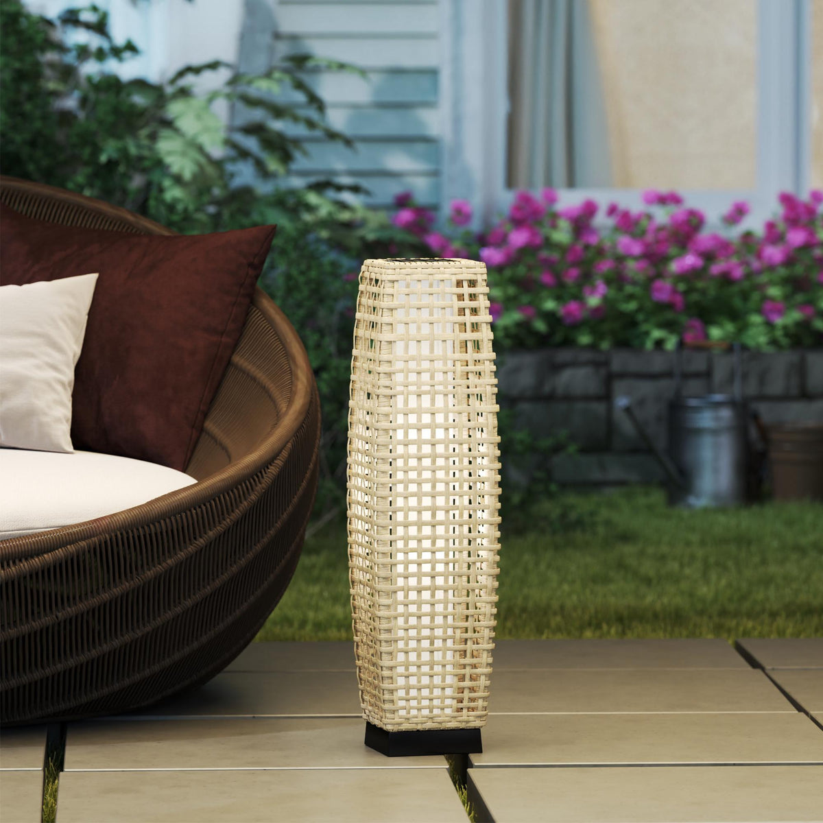 Solar Lantern with LED, Rattan Design, Auto On/Off