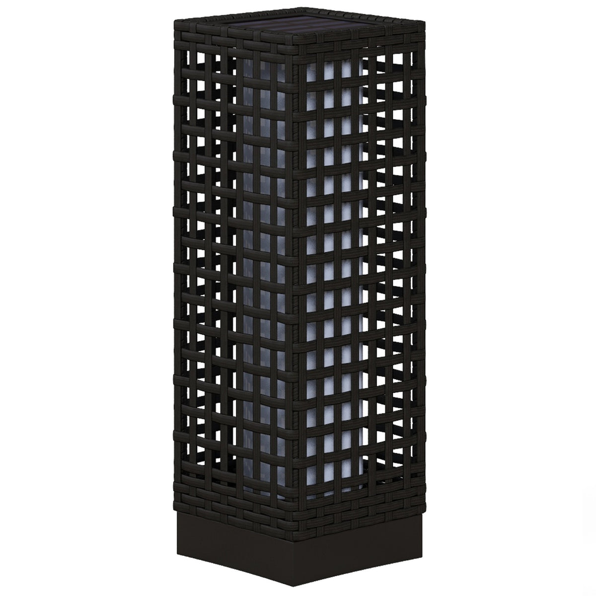 Solar Light Rattan Design, Waterproof, Light Sensor, Automatic Led Garden Lamp, Black, 15.5X15.5X46Cm