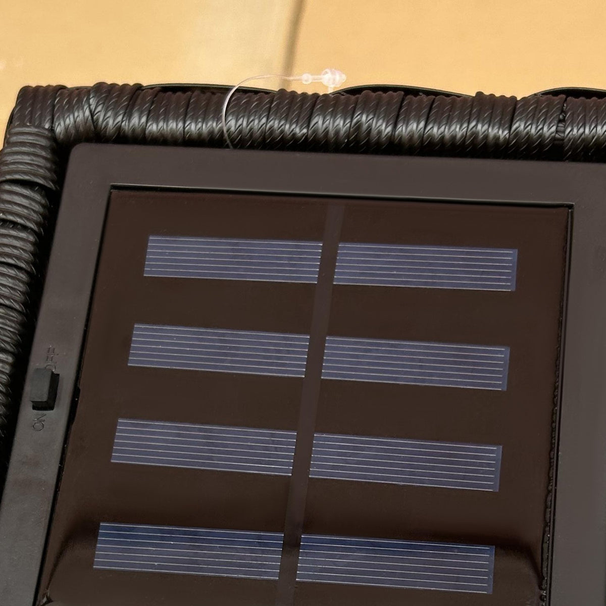 Solar Light Rattan Design, Waterproof, Light Sensor, Automatic Led Garden Lamp, Black, 15.5X15.5X46Cm