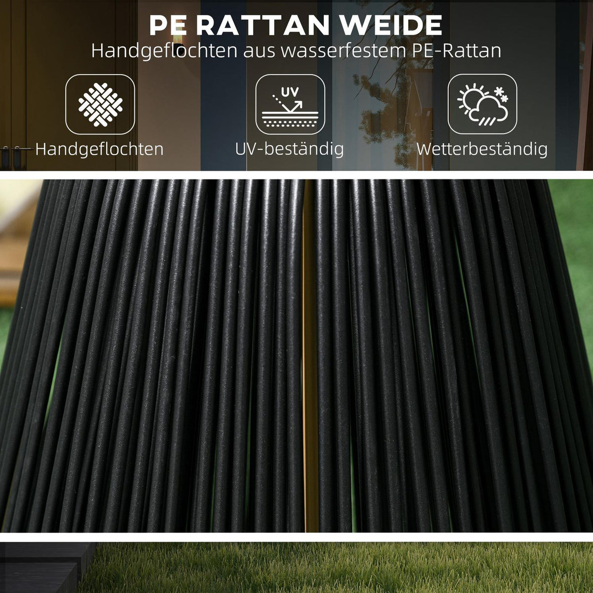 Solar Light Rattan Waterproof Path Light With Light Sensor, Automatic Led Garden Lamp, Outdoor Light, Black, Metal
